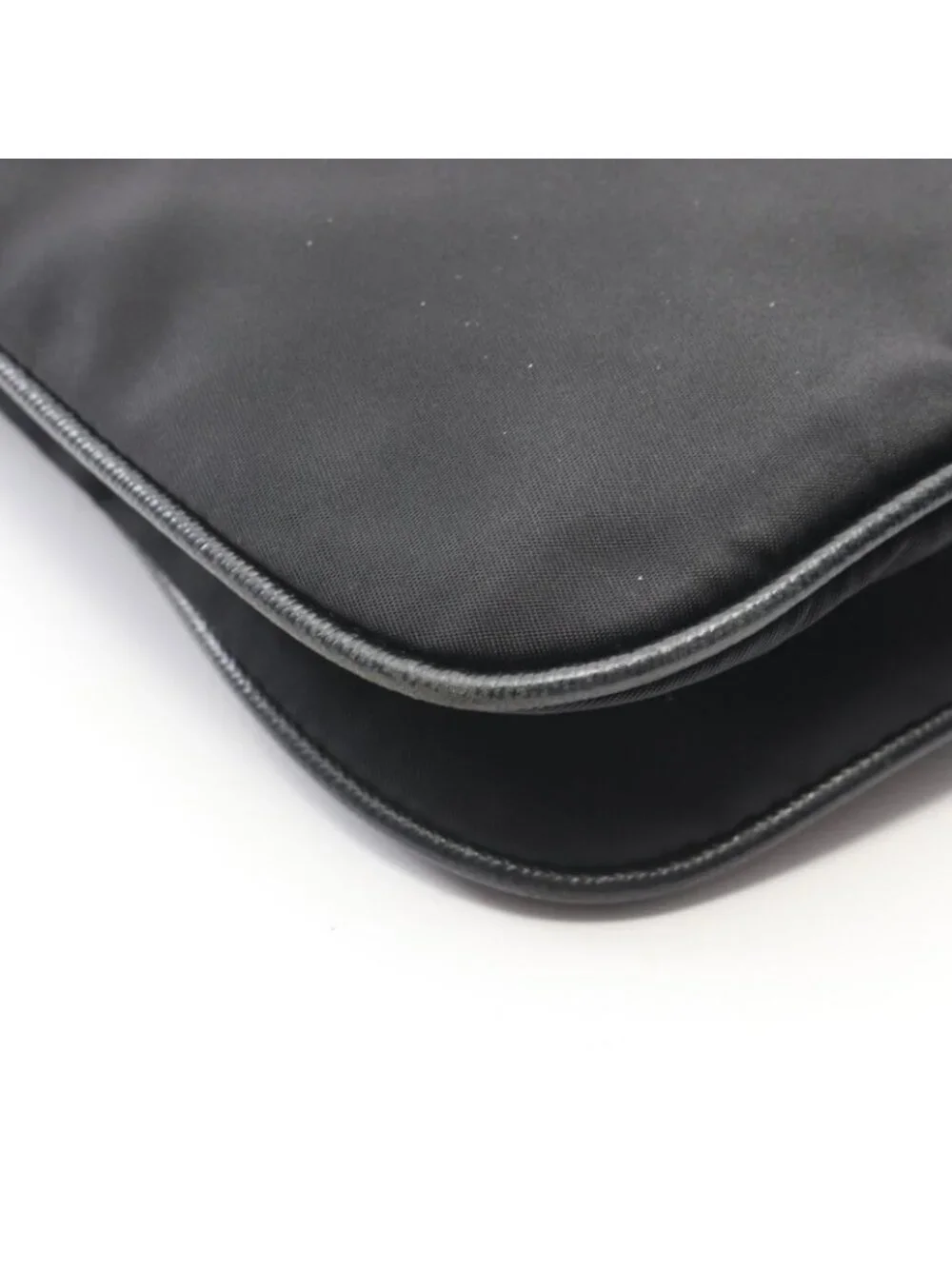 Prada Shoulder Bag Tessuto Saffiano Black Nylon Leather Triangle Logo